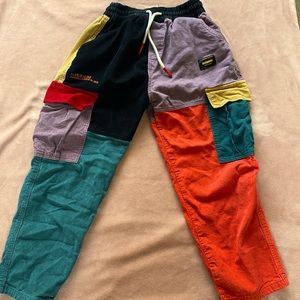 color-block corduroy pants
